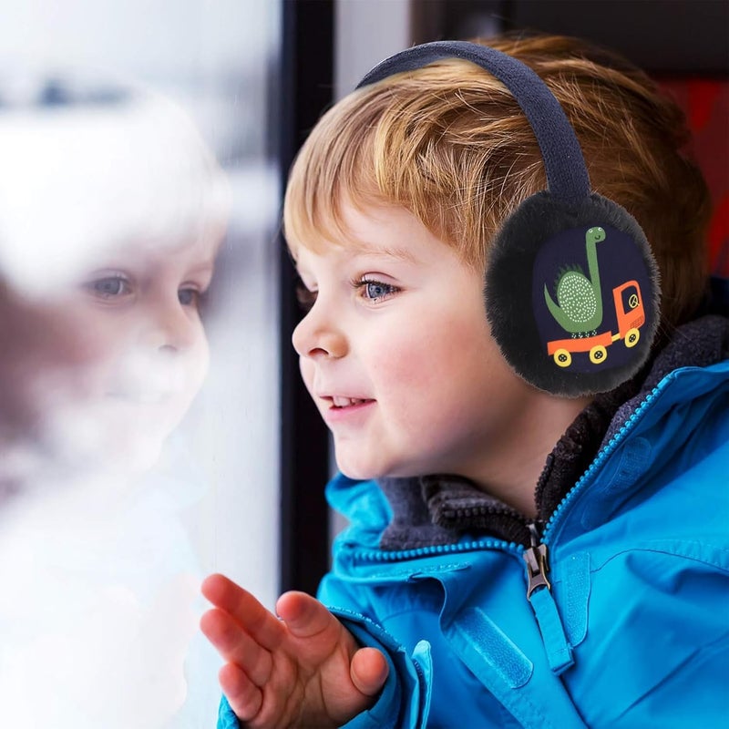 BUTITNOW Toddler Kids Knit Dinosaur Earmuffs Soft Plush Comfortable Winter Outdoor Ear Warmers for Boys Girls - Image 3